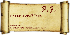 Pritz Fehérke névjegykártya